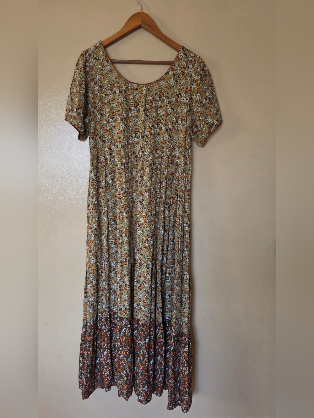 Natural Life Lucia Floral Tiered Maxi Dress M Oversized Boho Cottagecore Prairie - Picture 9 of 12